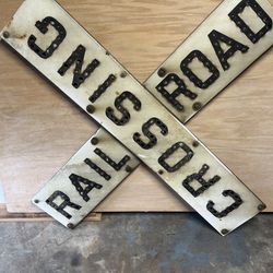 Large steel vintage rail road sign