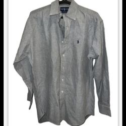 Ralph Lauren Men's Blake 100% Cotton 90s Button Down Shirt Sz Medium Gray