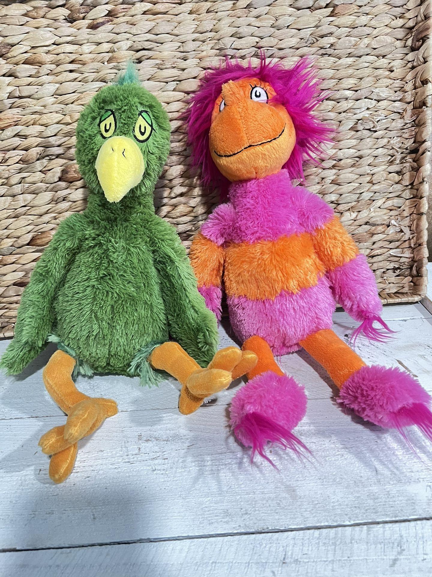 Dr Seuss “there’s a Wocket in my pocket” plush, 12” in length, bright, fun colors, very good condition. 2 pieces