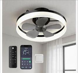 Ceiling Fans with Lights and Remote, 19.7" Dimmable LED, Black
Low Profile Ceiling Fan with Light, 6-Speed Reversible DC Motor, 3000K-6000K Fandelier 