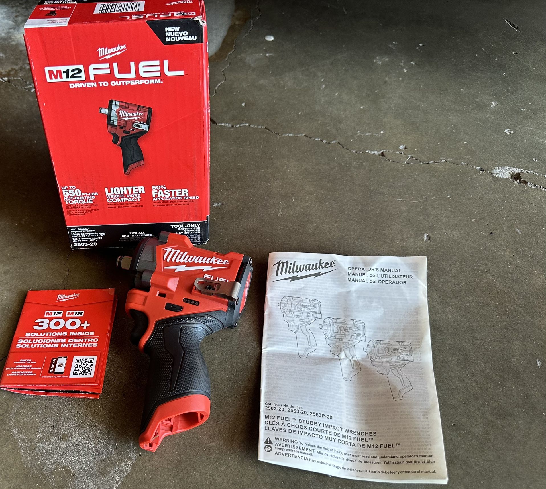 Milwaukee M12 1/2” Fuel Stubby Impact/brand New