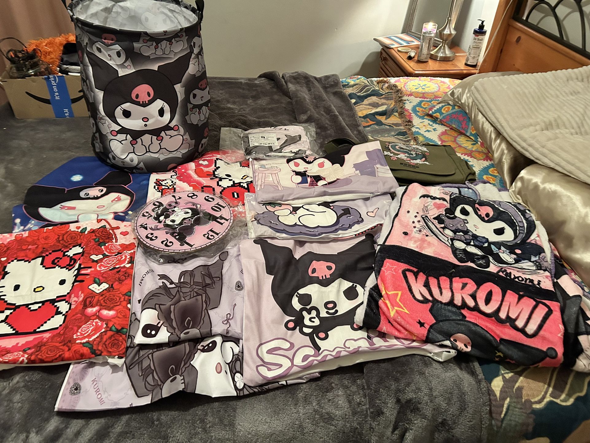 Kuromi Pillowcases, Sheets, Clock Etc