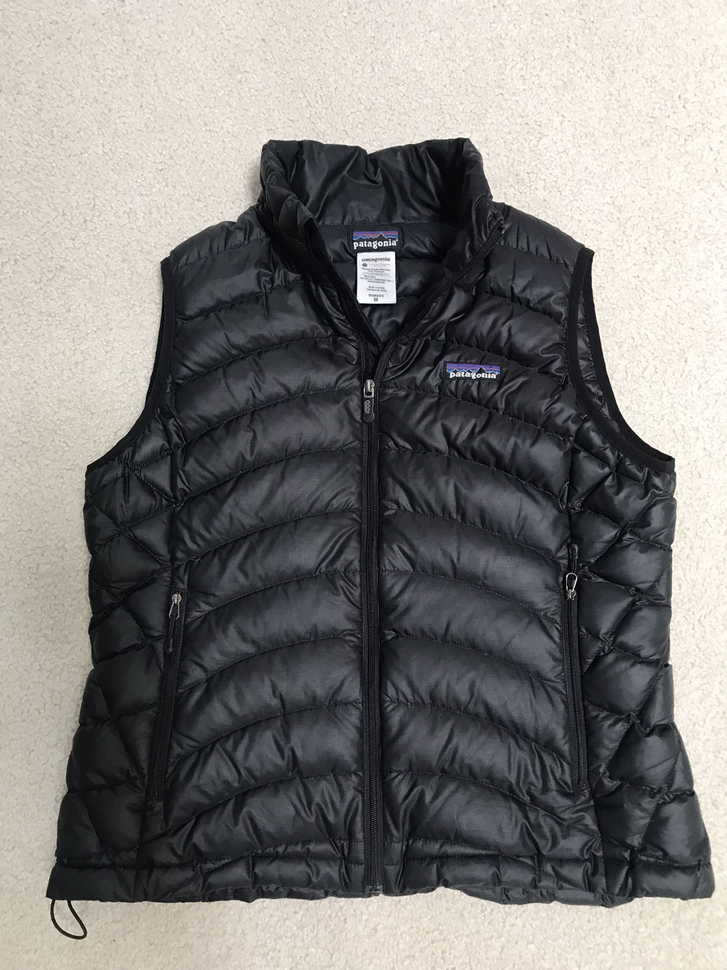 Womens M Medium Patagonia Black Down Puffer Vest EUC