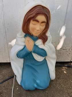 Vintage General Foam Plastics Mary Nativity Blow Mold 26” Lighted Christmas