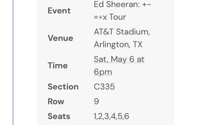 Ed Sheeran Concert tickets