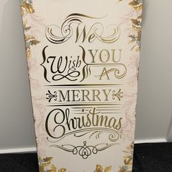 We Wish You A Merry Christmas Sign 12 1/2 X 23 1/2