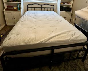 Queen bed frame with mattress