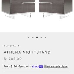 Alf Italia Athena Nightstand Pair — Br and New, Sealed, Never Opened (Made in Italy)