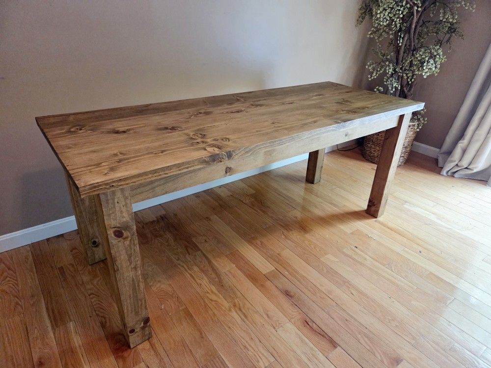 Rustic Solid Wood Farmhouse Dining Table