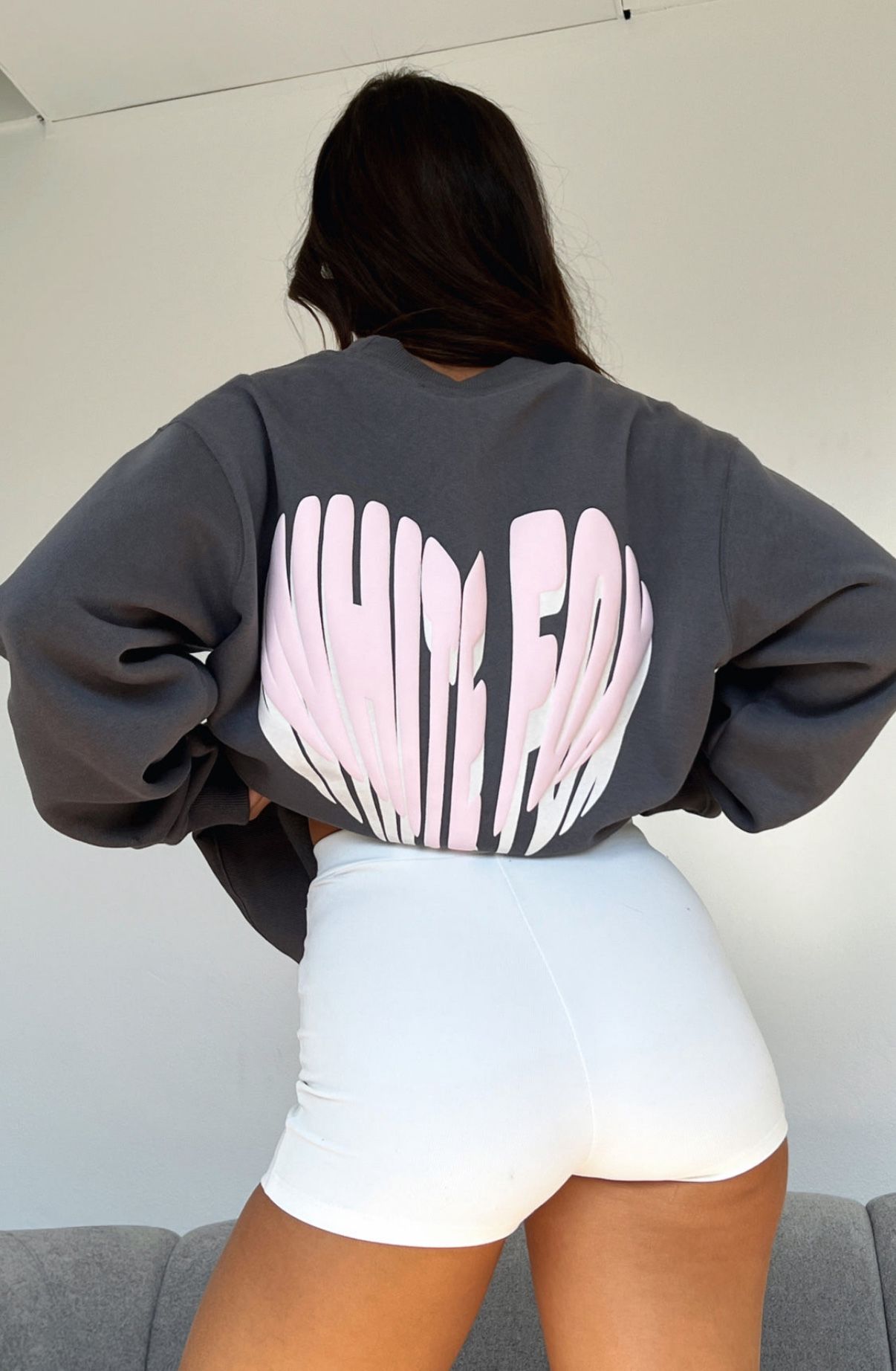 NWT White Fox Love Burst Oversized Sweatshirt- Volcanic