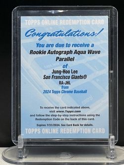 ⚾️2024 Topps Chrome ⚾️ JUNG HOO LEE [RC] Rookie Autograph Aqua Wave /199•🔥REDEMPTION🔥•