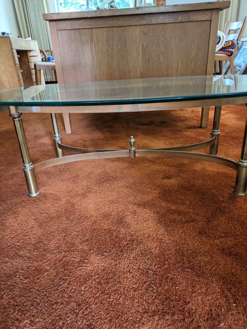 Quality Glass Top Oval Coffee Table