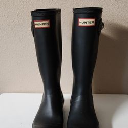 Hunter Classic Original Tall Rain Boots Matte Black Womens Size 6 F