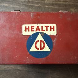 Vintage Davis Emergency Equipment Co. First Aid Kit Box Metal w/contents