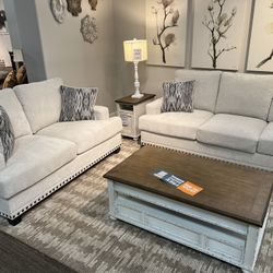 Cream Sectional With Ottoman 