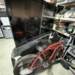 Large Television tv stand center media stand glass metal and wooden Entertainment