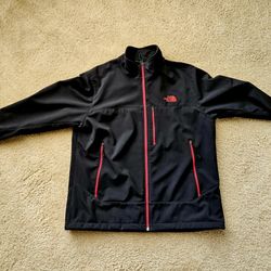 The North Face Apex Bionic Softshell Jacket Men’s Black Red Logo Windproof Water resistant.
