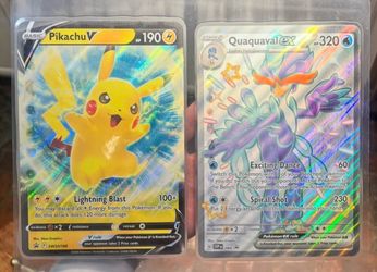 Pokemon Cards Pikachu V & Quaquaval ex Holo JUMBO