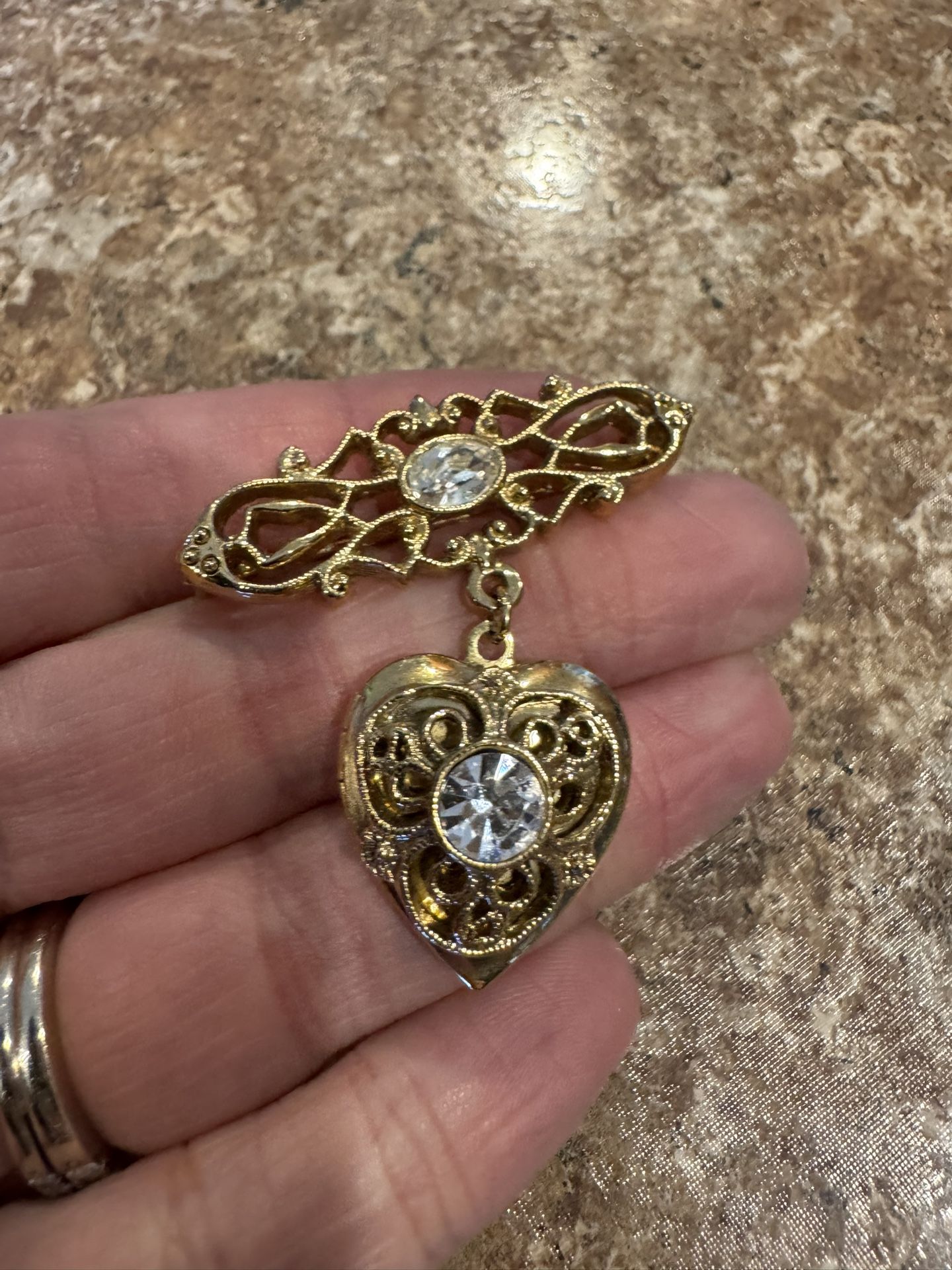 Vintage Heart Brooch Locket Shipping Available