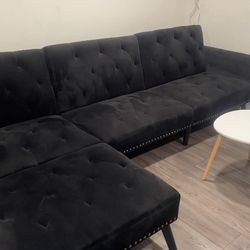 Black Velvet Sectional Sofa