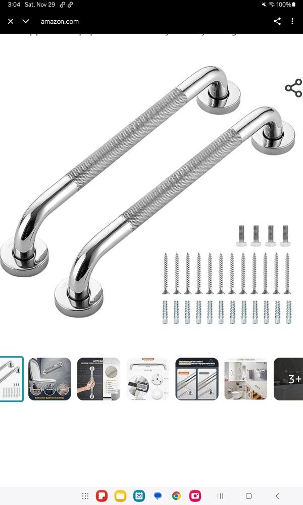 2 Pcs 16 Inch Handicap Grab Bars For Bathroom (43)