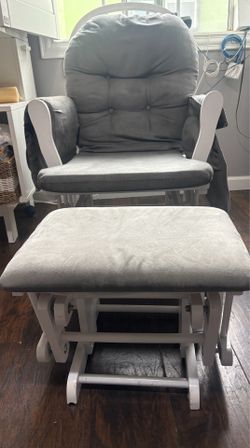 White with grey cushions Rocking chair