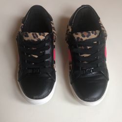 Girls Michael Kors Sneakers Size 13 Black With Leopard Print 