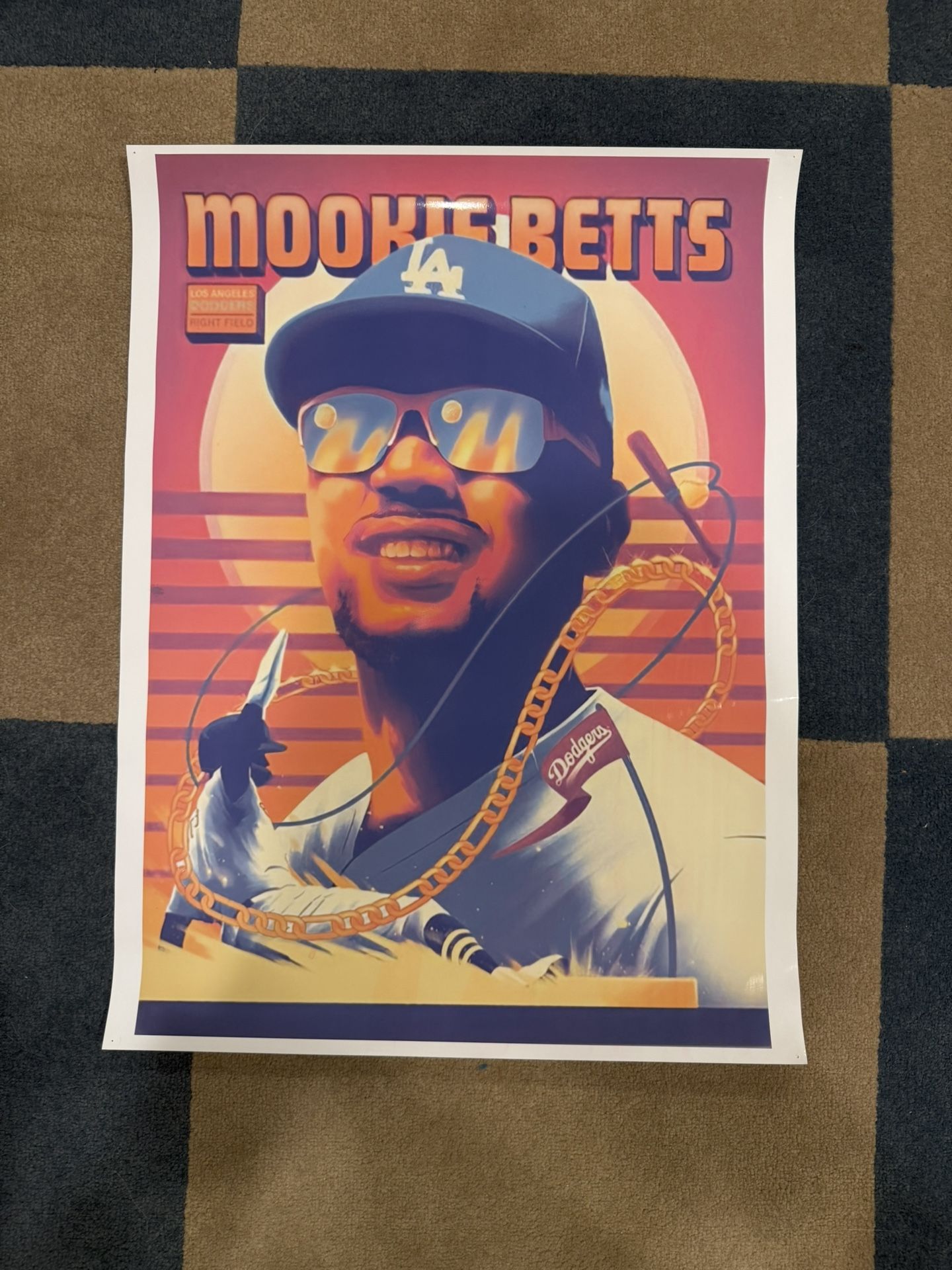 Mookie Betts Poster of 2022 Topps Project 100 Baseball Card. 18 inches by 24 inches