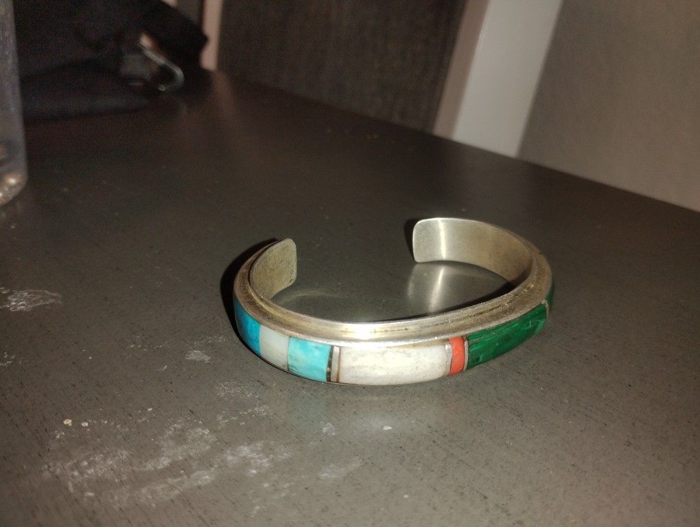 Bone Antler Turquoise Sterling Bracelet