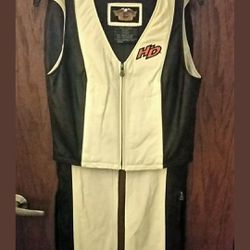 LADIES HARLEY DAVIDSON 2PC LEATHER RIDING OUTFIT EUC