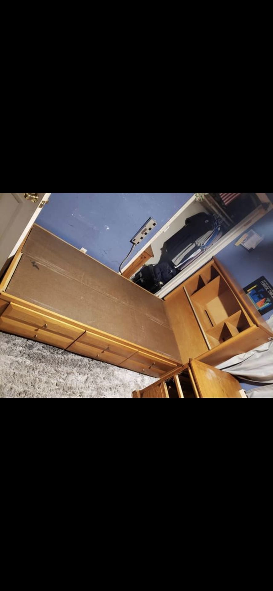 Complete all oak matching Twin Bedroom Set $550 Obo Cash Only