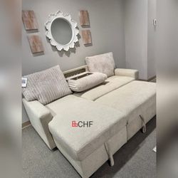 living room sectional sleeper sofa with storage chaise and cupholder  // July 4th Special Sale 