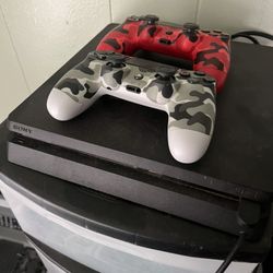 PS4 Slim With 2 Controllers And Charger