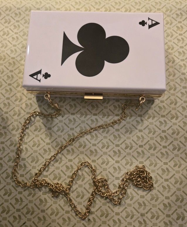 Ace Of Spades Crossbody Purse With Gold Chain
