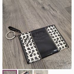 Coach Black And With Pattern Wallet Keychain 