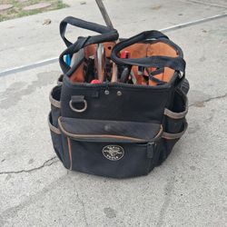 klein tool bag with some miscellaneous tools all in good condition