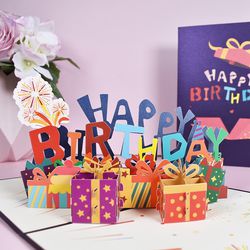 Birthday 3D Poo-up Greeting Card with Envelope