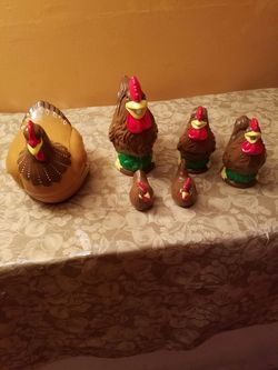 6 Piece Ceramic Rooster Set