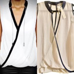 Finn & Clover NWT Criss Cross sheer top gray&blue size S