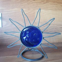 Blue Cobalt Sun Candle Holder
