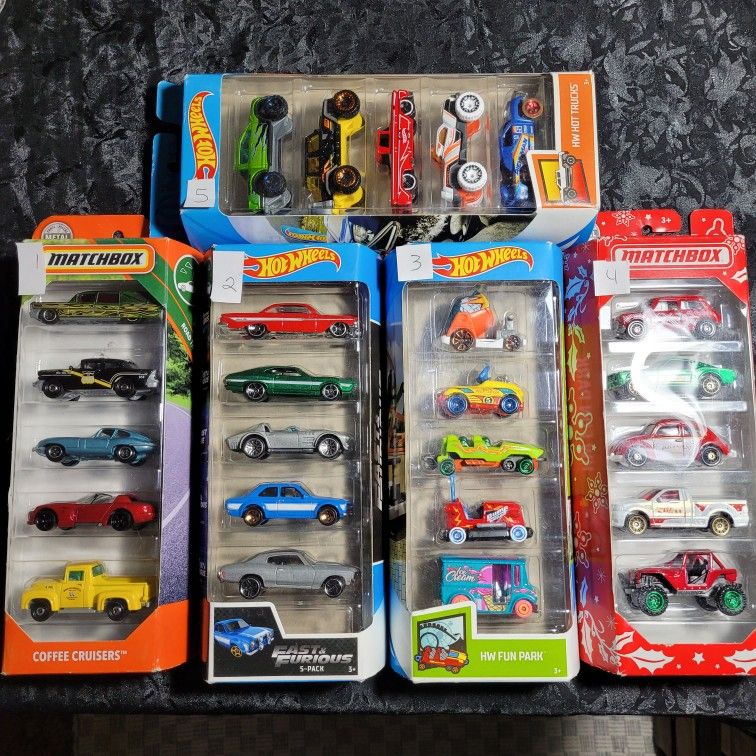 Choice Of 5 Die-cast Car 5 Packs Hotwheels Matchbox Fast And Furious 