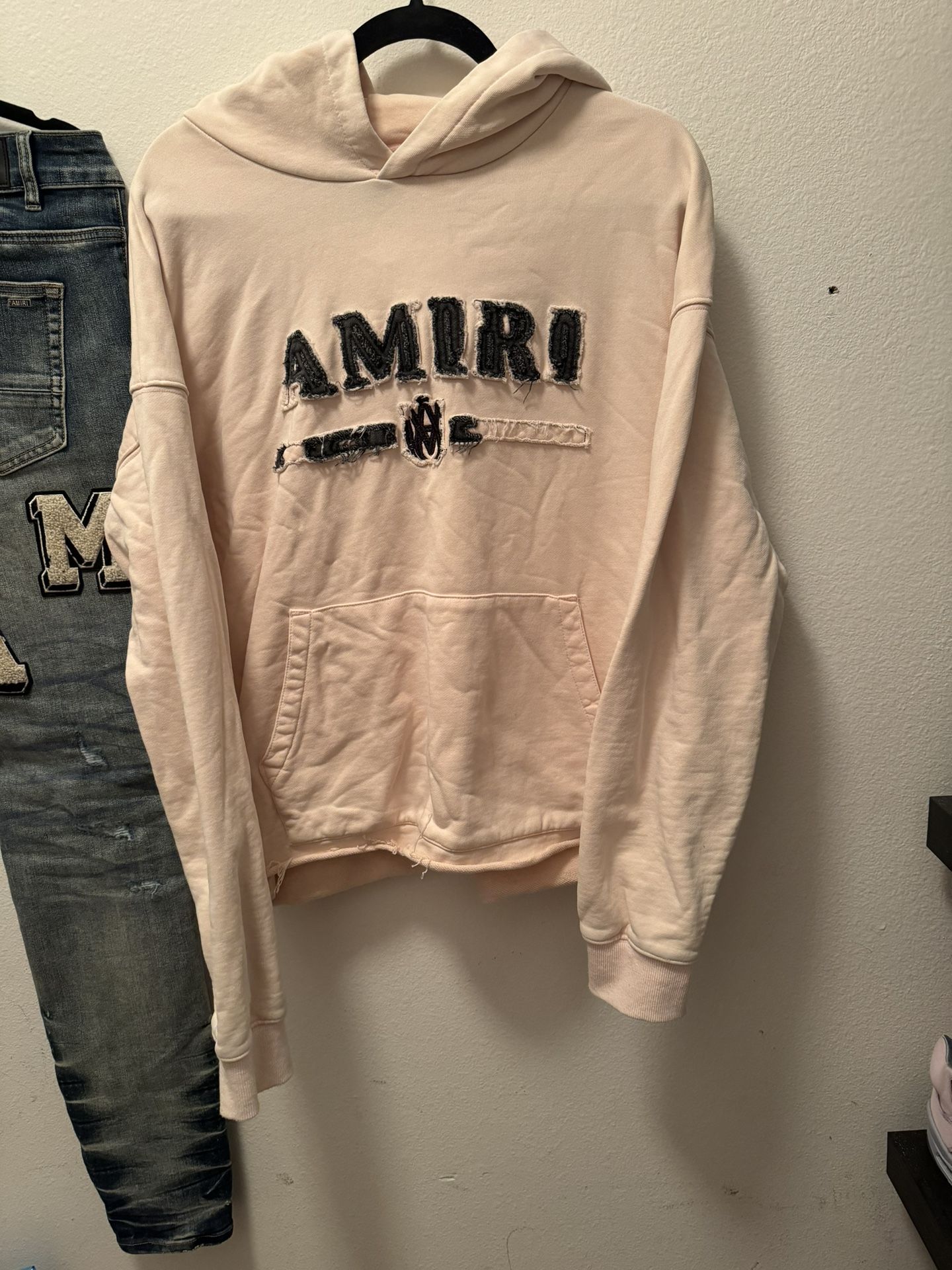 Amiri Pink Cropped Hoodie