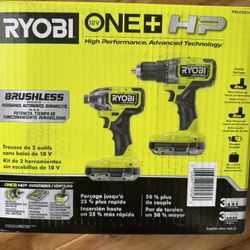 Brand New Unopened Ryobi 18V Brushless 2 Tool Combo Kit