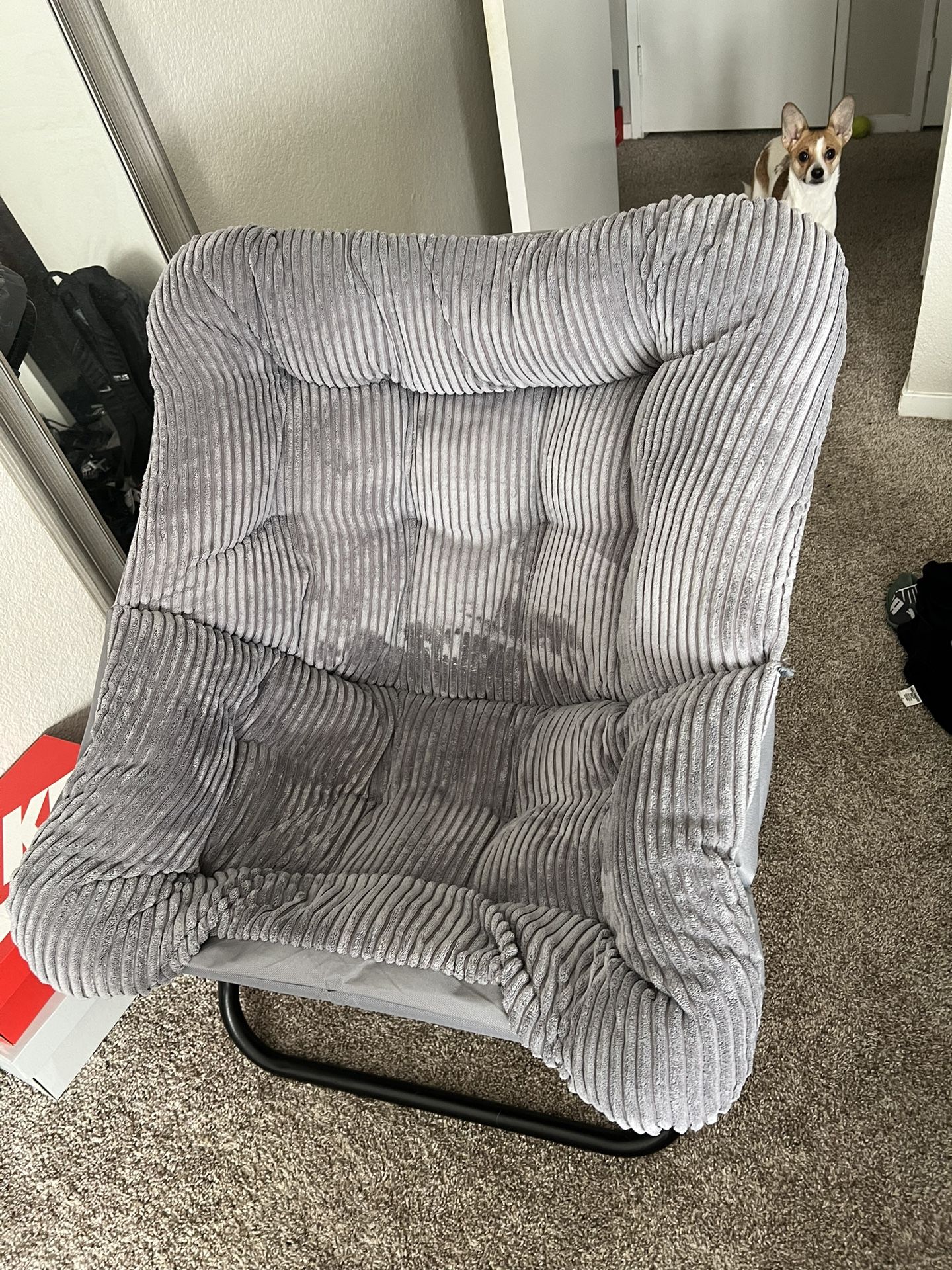 Gray Plush Folding Chair 
