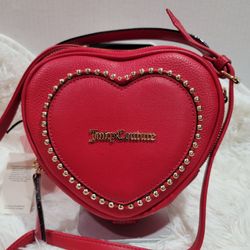 Juicy Couture  Heart Love Never Dies Mini Crossbody Bag True Red Gold Studs 