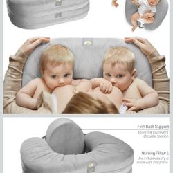TwinGo Nurse & Lounge Pillow – Twin Breastfeeding & Support Pillow (Grey) – Barely Used