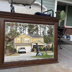 Large Solid Wood Wall Mirror - Classic Entryway/Dresser Piece