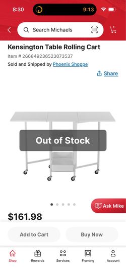 Folding table rolling cart