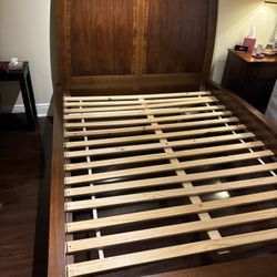 Solid Wood Queen, Size Platform Bed With Matching Nightstand