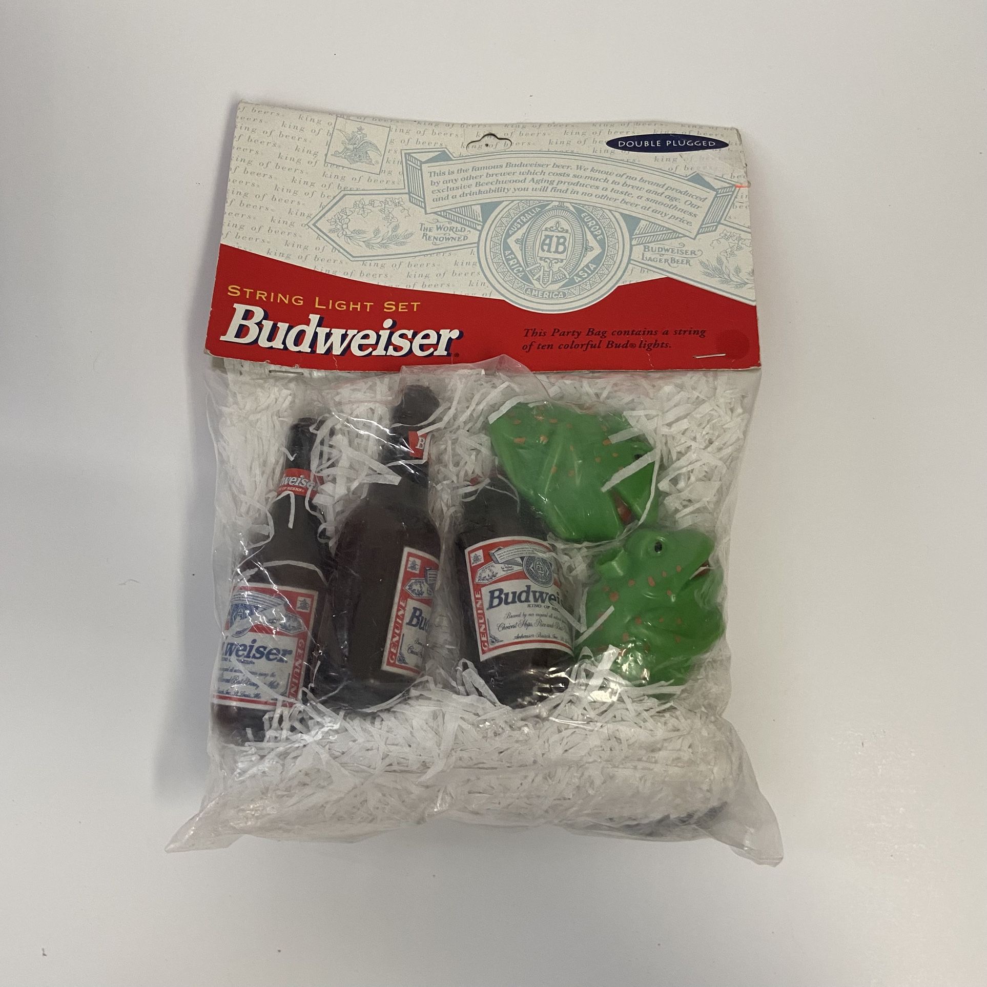 Vintage Budweiser Beer Bottle String Light with Frogs Set of 10 - New